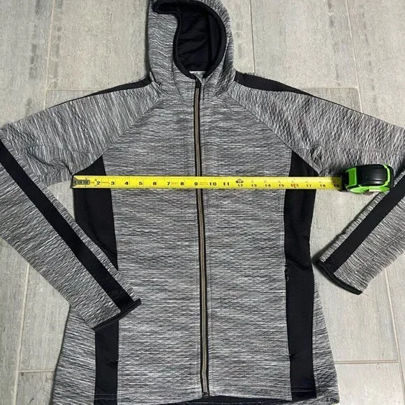 Athleta Quilted Hooded Jacket Snowscape Full Zip Space Gray Black Size Small - Picture 6 of 10